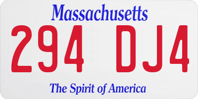 MA license plate 294DJ4