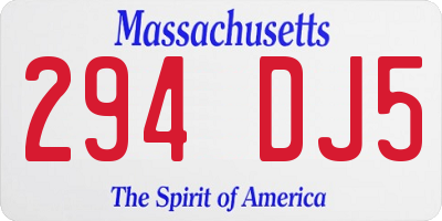 MA license plate 294DJ5