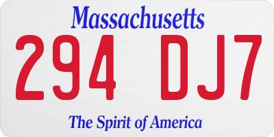 MA license plate 294DJ7