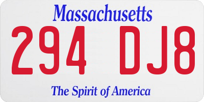 MA license plate 294DJ8