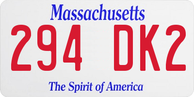 MA license plate 294DK2