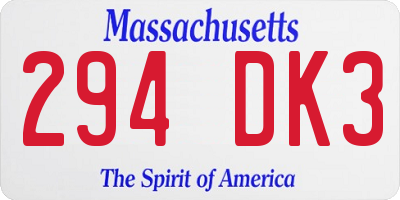 MA license plate 294DK3