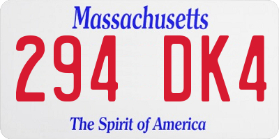 MA license plate 294DK4