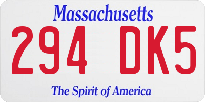 MA license plate 294DK5