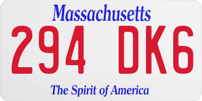 MA license plate 294DK6