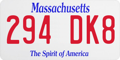 MA license plate 294DK8