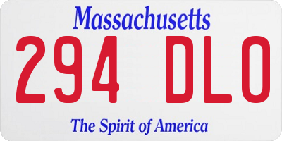 MA license plate 294DL0