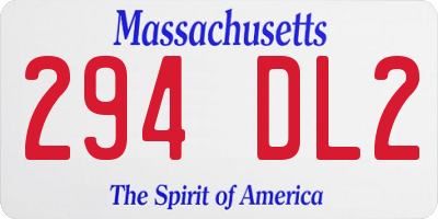 MA license plate 294DL2
