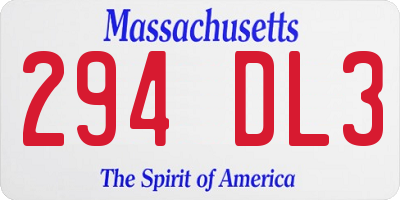 MA license plate 294DL3