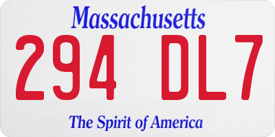 MA license plate 294DL7