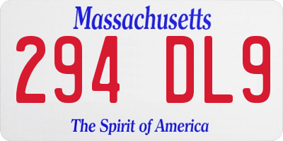 MA license plate 294DL9