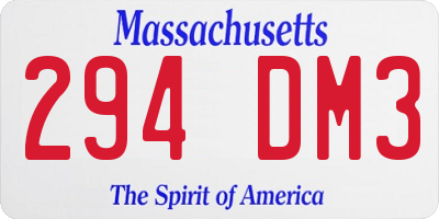 MA license plate 294DM3