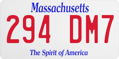 MA license plate 294DM7