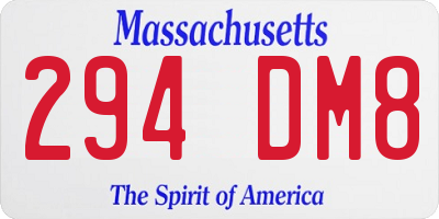 MA license plate 294DM8