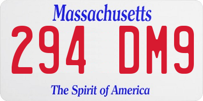 MA license plate 294DM9