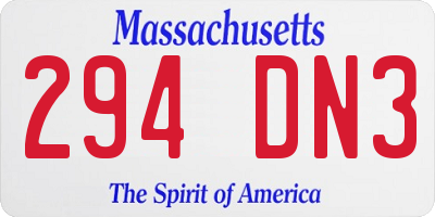 MA license plate 294DN3