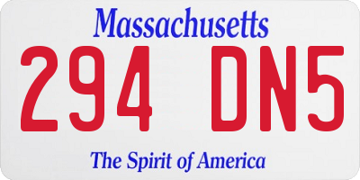 MA license plate 294DN5