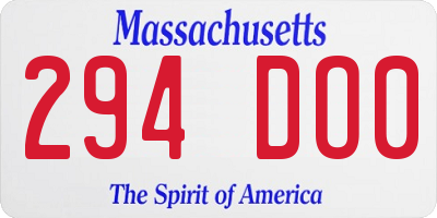 MA license plate 294DO0