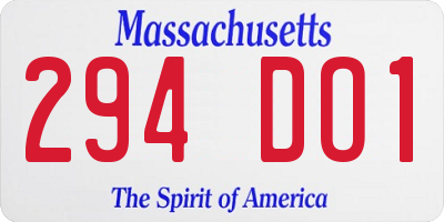 MA license plate 294DO1