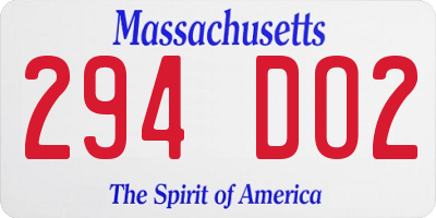 MA license plate 294DO2
