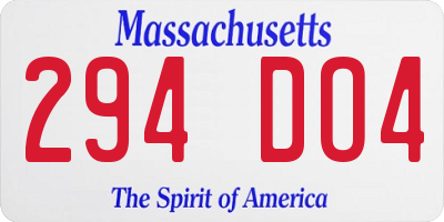 MA license plate 294DO4