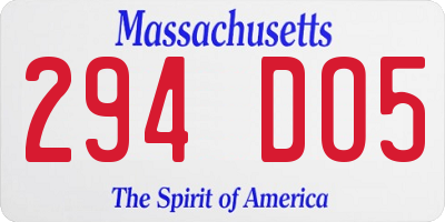 MA license plate 294DO5