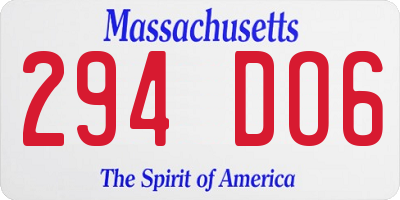 MA license plate 294DO6
