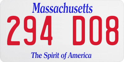 MA license plate 294DO8