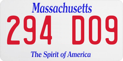 MA license plate 294DO9