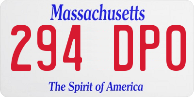 MA license plate 294DP0