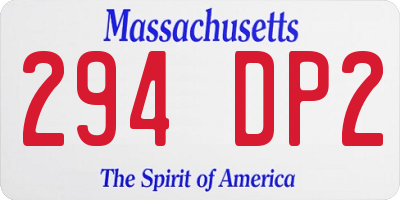 MA license plate 294DP2