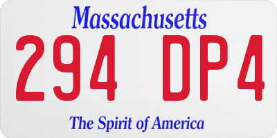 MA license plate 294DP4