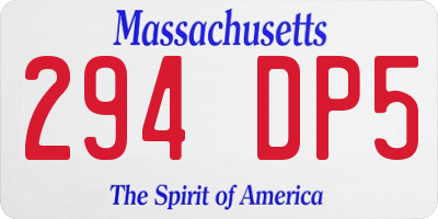 MA license plate 294DP5