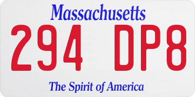 MA license plate 294DP8