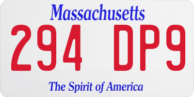 MA license plate 294DP9