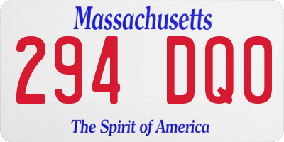 MA license plate 294DQ0