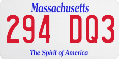 MA license plate 294DQ3