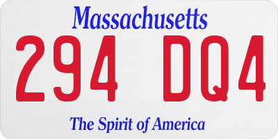 MA license plate 294DQ4