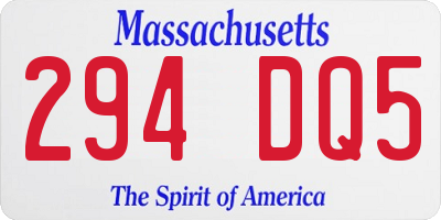 MA license plate 294DQ5