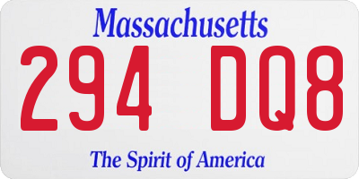 MA license plate 294DQ8