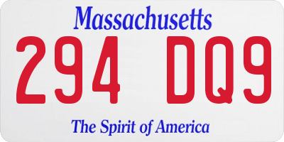 MA license plate 294DQ9