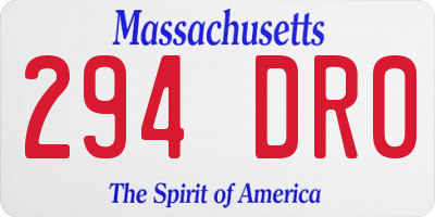 MA license plate 294DR0