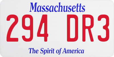 MA license plate 294DR3