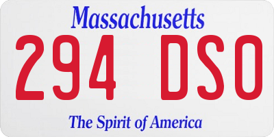 MA license plate 294DS0