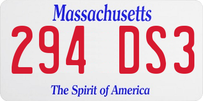 MA license plate 294DS3