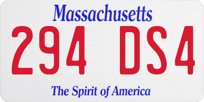 MA license plate 294DS4