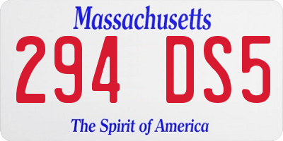 MA license plate 294DS5