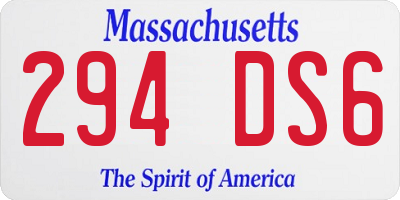 MA license plate 294DS6