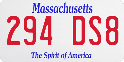MA license plate 294DS8