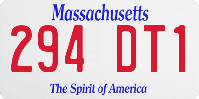 MA license plate 294DT1